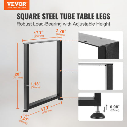 T6164-28 - 28” Adjustable Furniture Legs for DIY Projects