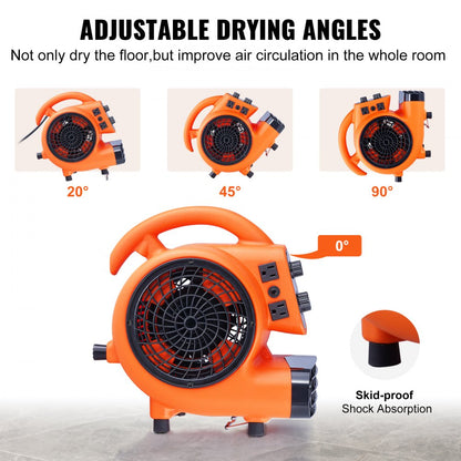 VV-FXZGFJ1450 - High-Velocity Floor Blower with 1000 CFM & Adjustable Angles