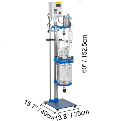010869864950 - 5L Jacketed Reactor with Digital Display & Variable Speed Motor