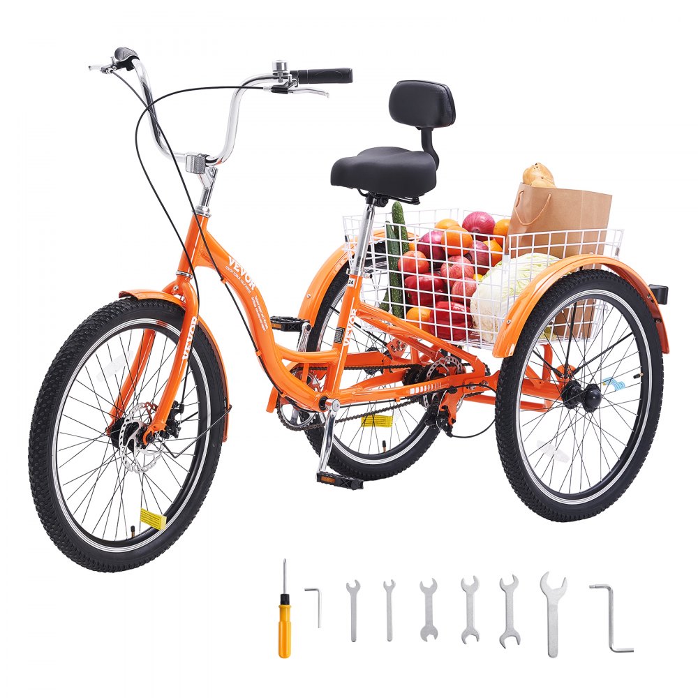 SS001-2 - VEVOR 24-Inch Adult Tricycle with Large Baskets for Stability