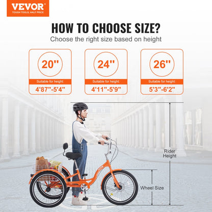 SS001-3 - Reliable 26-Inch Adult Tricycle for Safe Leisure Riding