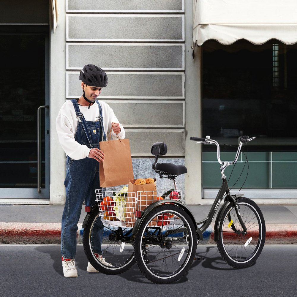 SS002-3B - Stable 26-Inch Carbon Steel Adult Tricycle for Safe Riding