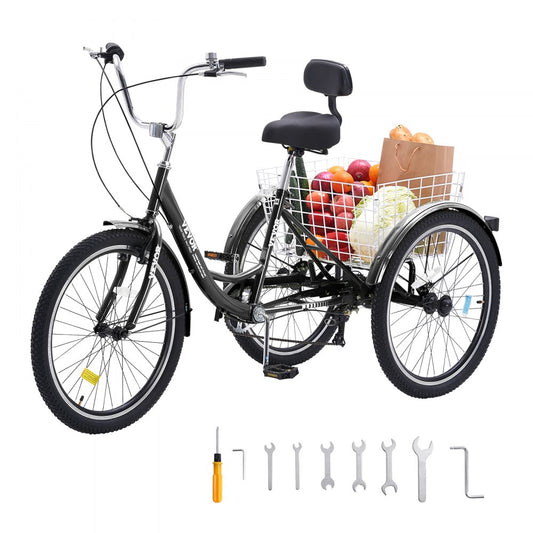 SS002-3B - Stable 26-Inch Carbon Steel Adult Tricycle for Safe Riding