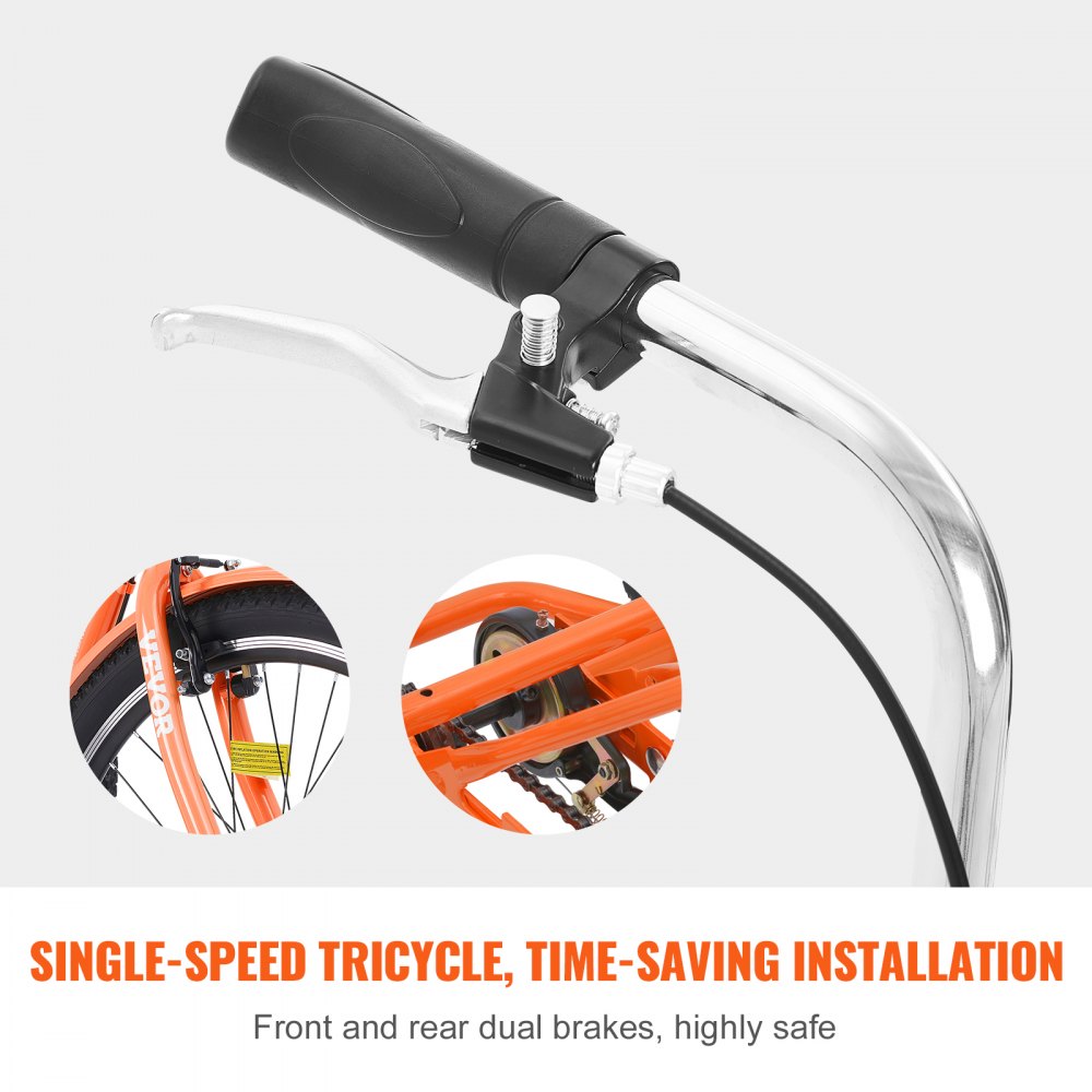 SS003-6A - Stable 26-Inch Orange Adult Tricycle for Safe Rides