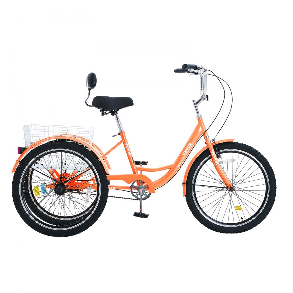 SS003-6A - Stable 26-Inch Orange Adult Tricycle for Safe Rides