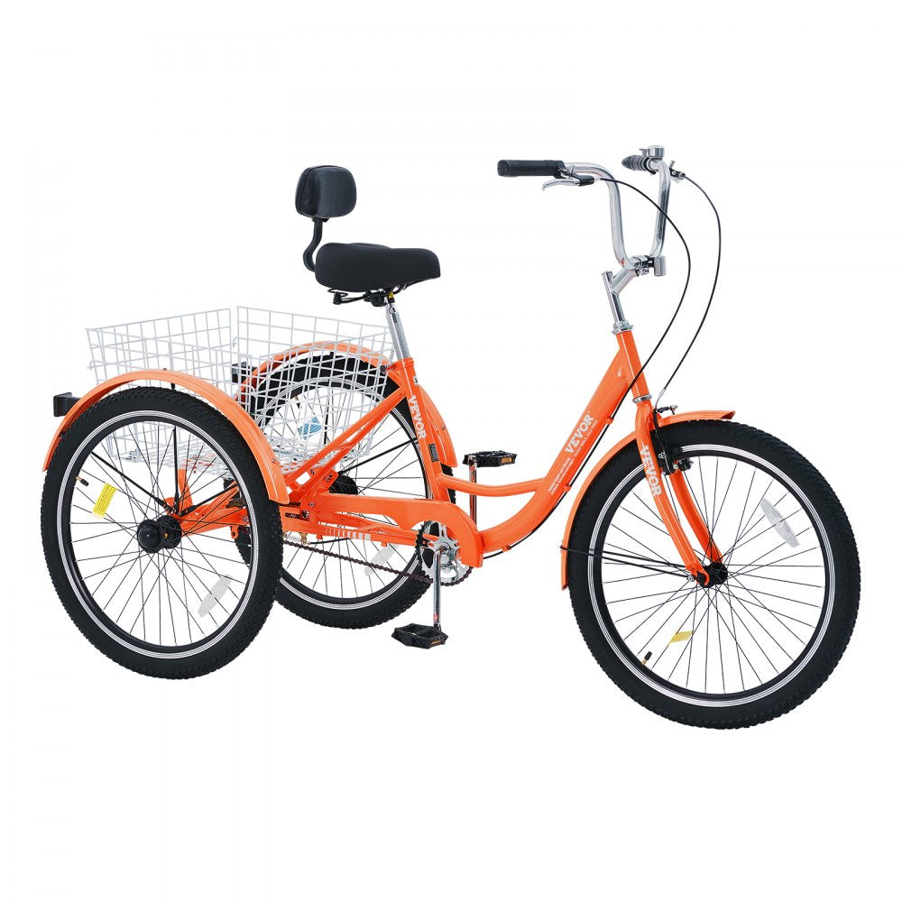 SS003-6A - Stable 26-Inch Orange Adult Tricycle for Safe Rides