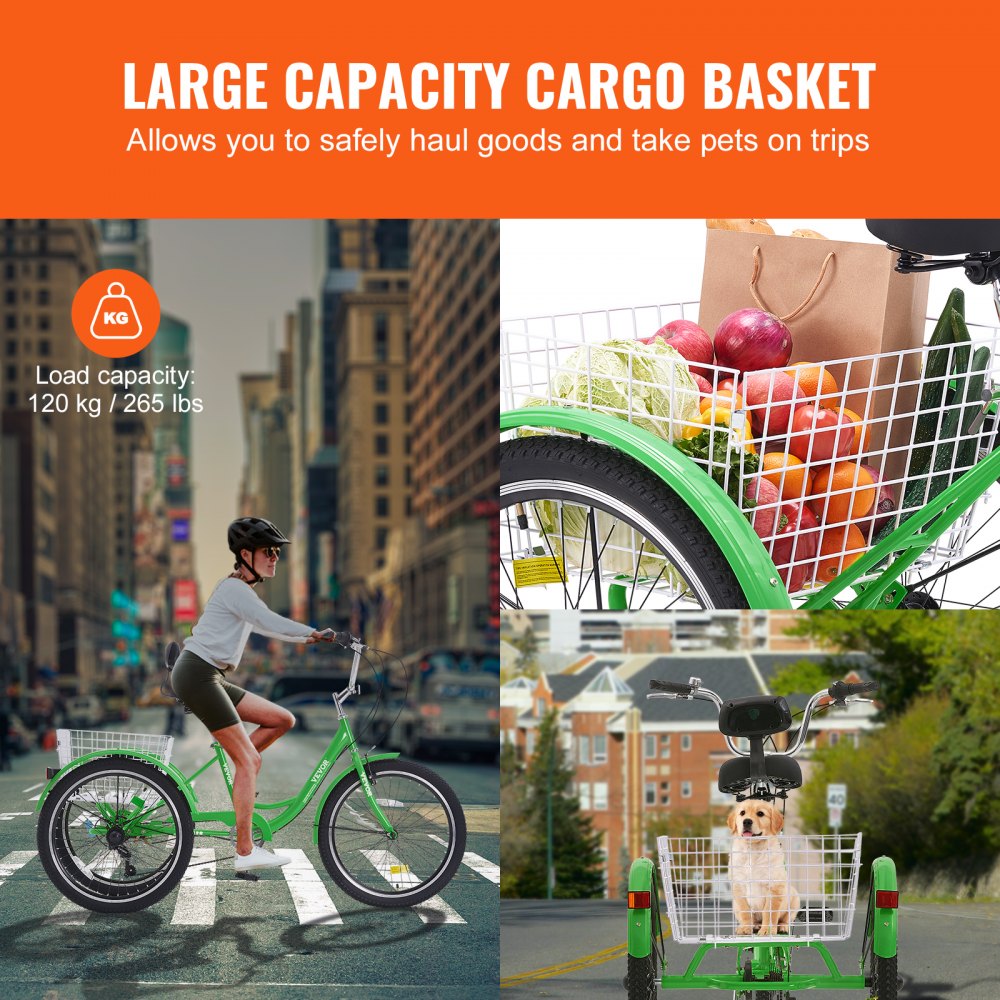 SS002-1A - Sturdy 20-Inch Adult Tricycle with 7-Speed Gear System