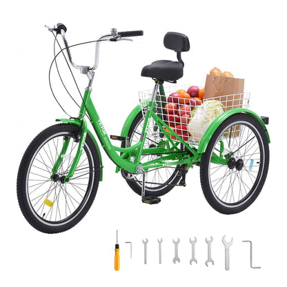 SS002-1A - Sturdy 20-Inch Adult Tricycle with 7-Speed Gear System