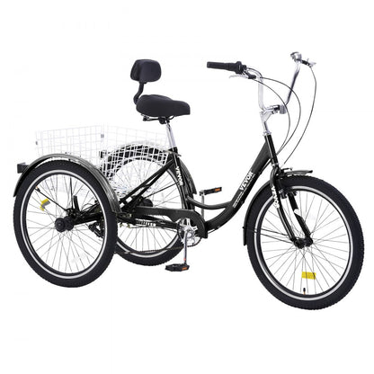 SS002-1B - 20" VEVOR 7-Speed Adult Tricycle with Rear Basket