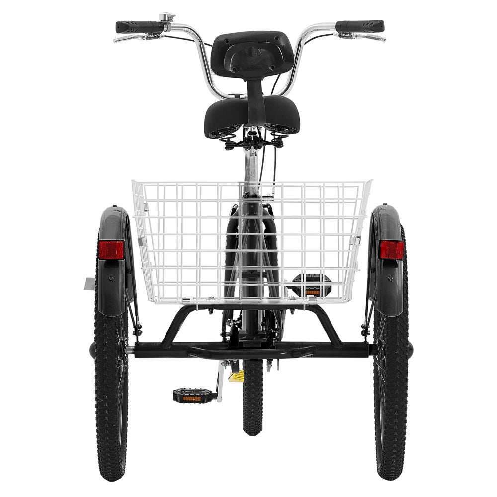 SS003-4A - VEVOR 20-Inch Adult Tricycle with Comfortable Saddle and Rear Basket