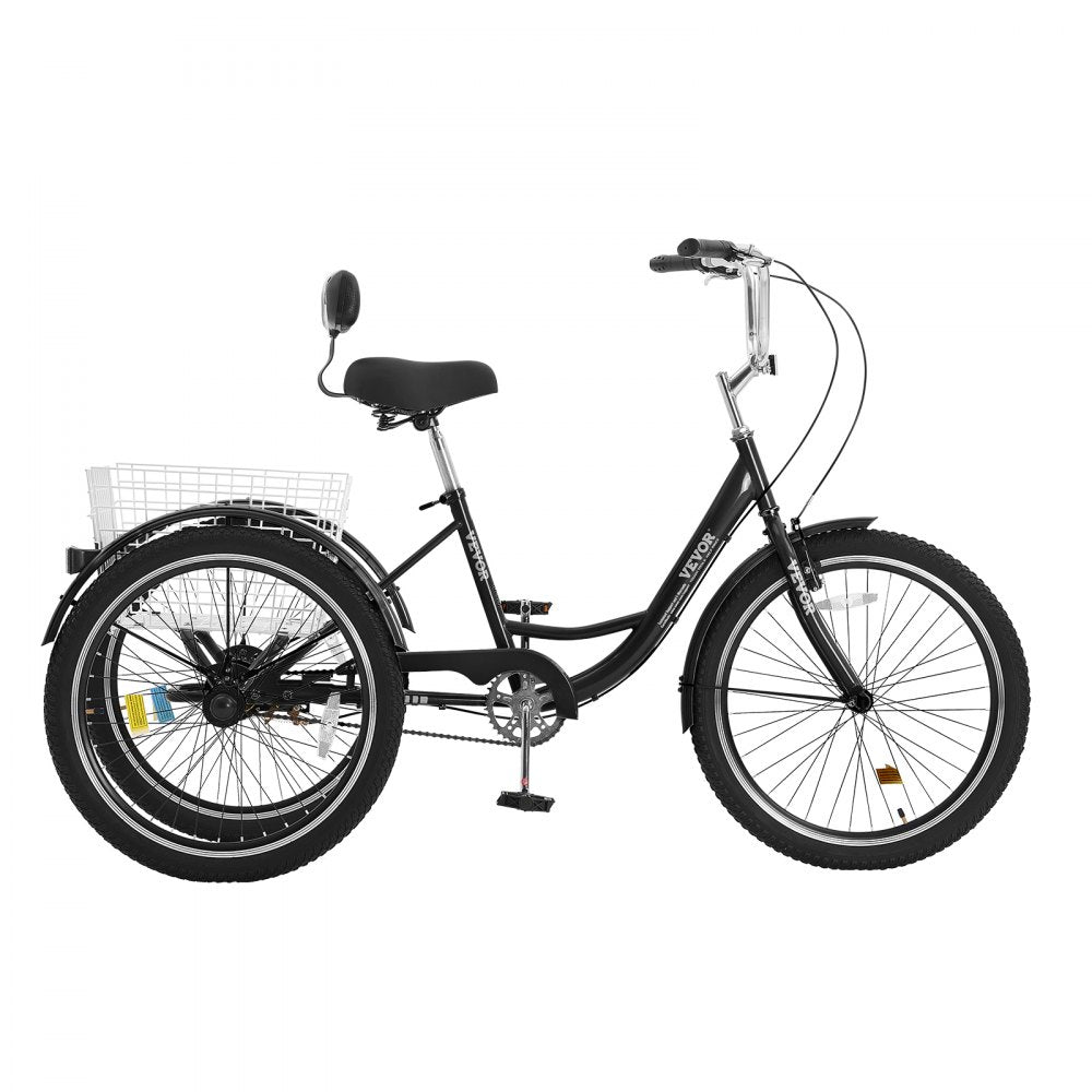 SS003-4A - VEVOR 20-Inch Adult Tricycle with Comfortable Saddle and Rear Basket