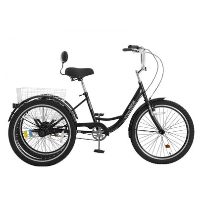 SS003-4A - VEVOR 20-Inch Adult Tricycle with Comfortable Saddle and Rear Basket