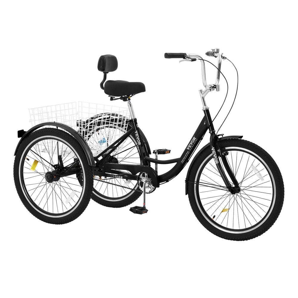 SS003-4A - VEVOR 20-Inch Adult Tricycle with Comfortable Saddle and Rear Basket