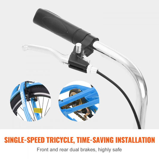 SS003-6B - Durable Blue Adult Tricycle Bike, Carbon Steel Frame