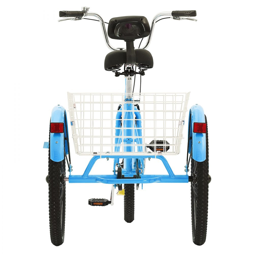 SS003-6B - Durable Blue Adult Tricycle Bike, Carbon Steel Frame