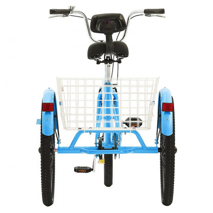 SS003-6B - Durable Blue Adult Tricycle Bike, Carbon Steel Frame