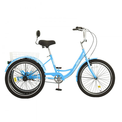 SS003-6B - Durable Blue Adult Tricycle Bike, Carbon Steel Frame