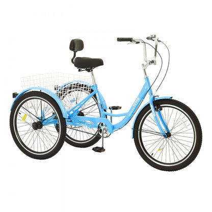 SS003-6B - Durable Blue Adult Tricycle Bike, Carbon Steel Frame