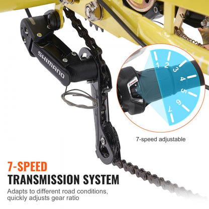 SS002-2B - 24-Inch 7-Speed Carbon Steel Adult Tricycle for All Riders