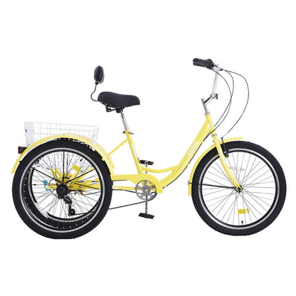 SS002-2B - 24-Inch 7-Speed Carbon Steel Adult Tricycle for All Riders