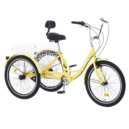 SS002-2B - 24-Inch 7-Speed Carbon Steel Adult Tricycle for All Riders