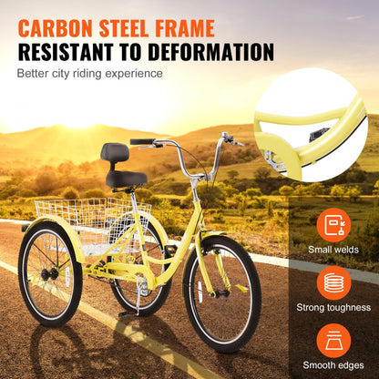 SS003-4B - Durable 20" Carbon Steel Adult Tricycle for Reliable Rides