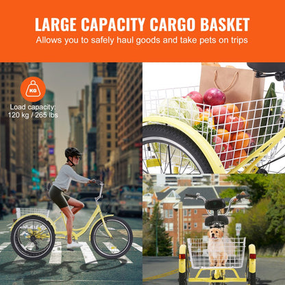 SS002-3C - Durable 7-Speed Adult Tricycle with Adjustable Seat