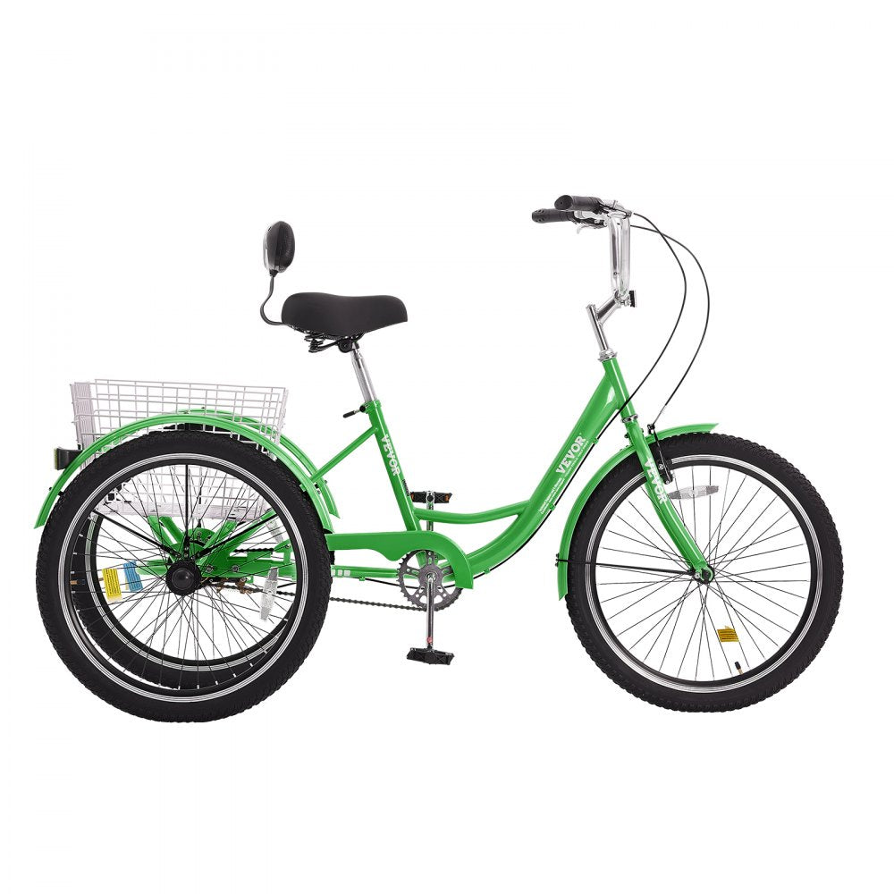 SS003-5B - Durable 24" VEVOR Adult Tricycle with Adjustable Seat and Basket