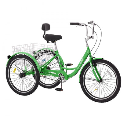 SS003-5B - Durable 24" VEVOR Adult Tricycle with Adjustable Seat and Basket