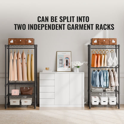 YC0003 - Versatile 800 lbs Heavy-Duty Rolling Clothes Rack with 4 Rods