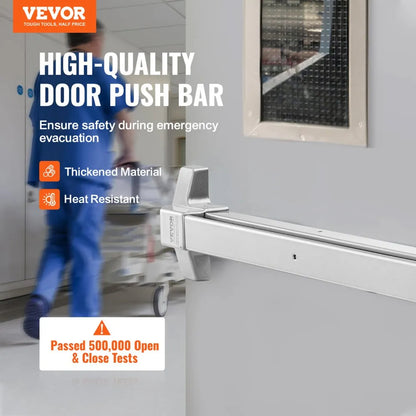 500P - Durable Carbon Steel Push Bar Door Lock, 28"-41" Fit, Keyed Security