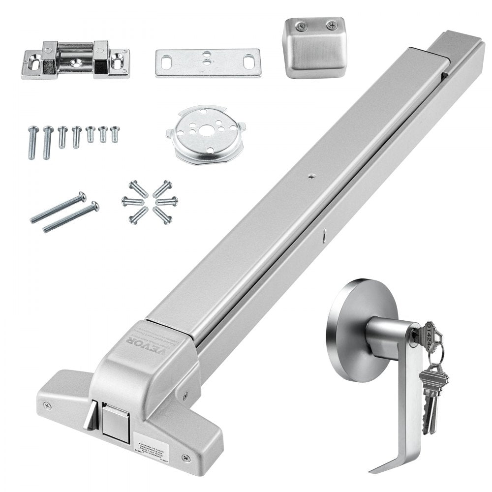 500P - Durable Carbon Steel Push Bar Door Lock, 28"-41" Fit, Keyed Security
