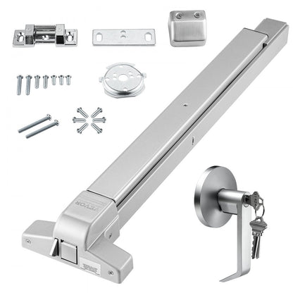 500P - Durable Carbon Steel Push Bar Door Lock, 28"-41" Fit, Keyed Security