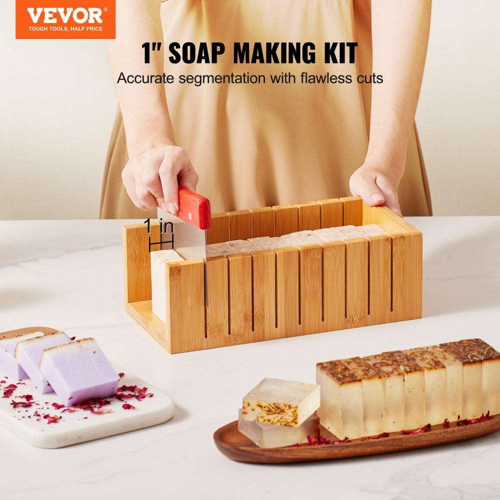 KH-Q02 - Professional Soap Making Kit with Bamboo Cutter & 1-Inch Soap Bars