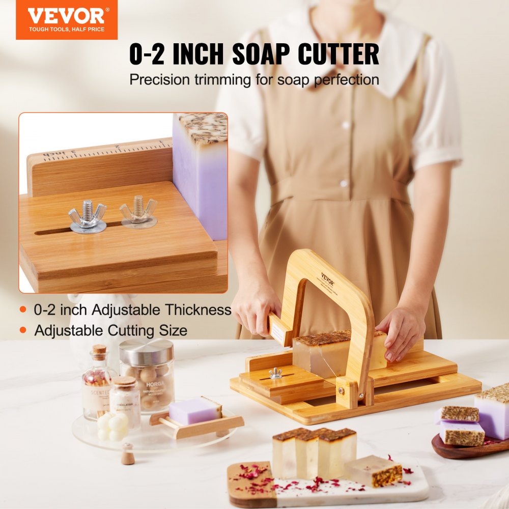 KH-Q03 - Adjustable Bamboo Soap Cutter with Ultra-Sharp Metal Wires