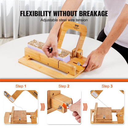 KH-Q03 - Adjustable Bamboo Soap Cutter with Ultra-Sharp Metal Wires