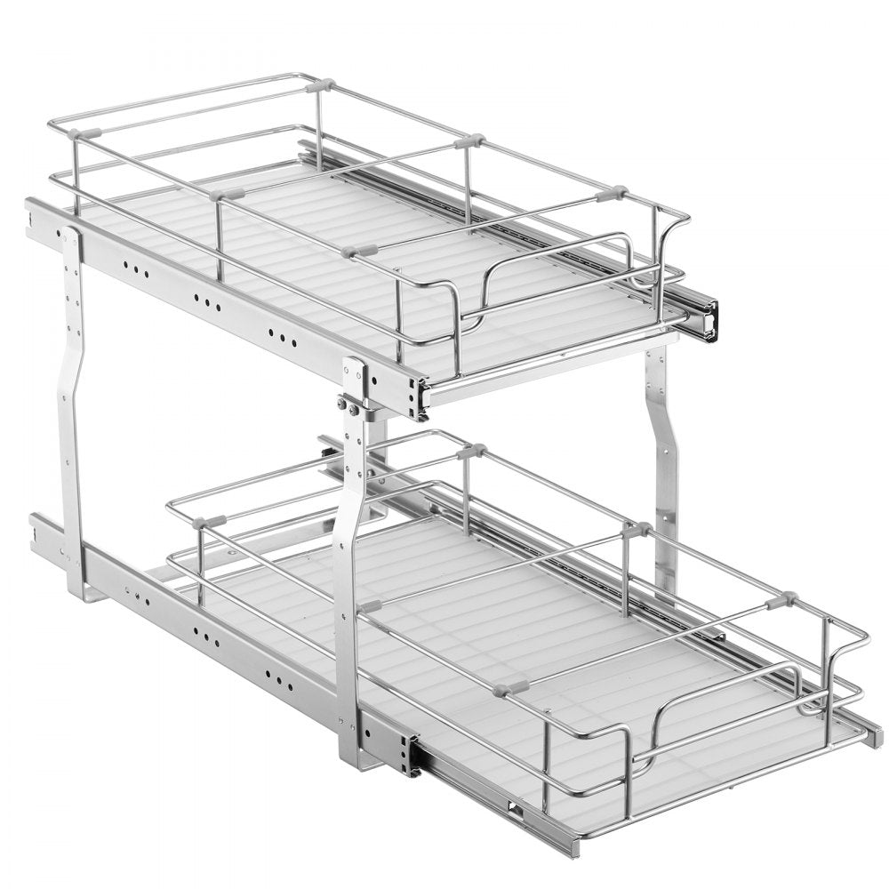 LX-C9359 - 2-Tier Pull-Out Organizer with Movable Dividers and Chrome Finish
