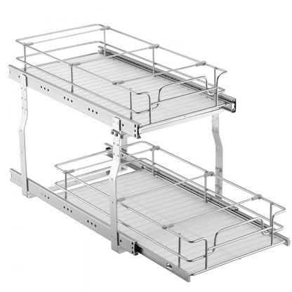 LX-C9359 - 2-Tier Pull-Out Organizer with Movable Dividers and Chrome Finish