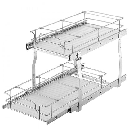 LX-C9359 - 2-Tier Pull-Out Organizer with Movable Dividers and Chrome Finish