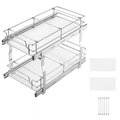 LX-C9359 - 2-Tier Pull-Out Organizer with Movable Dividers and Chrome Finish