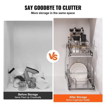 LX-C9358 - 2-Tier Pull Out Organizer, 8.5"W Steel Wire Basket