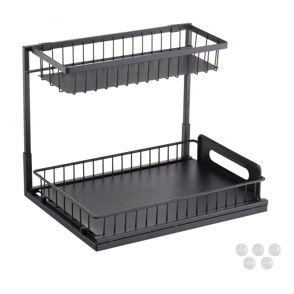 LX-P9357 - 2-Tier Steel Pull-Out Organizer, 10.7"W x 14.2"D, Easy Assembly