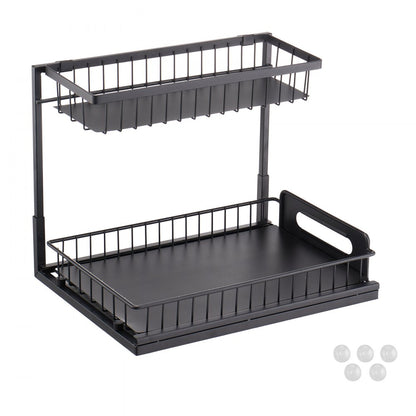 LX-P9357 - 2-Tier Steel Pull-Out Organizer, 10.7"W x 14.2"D, Easy Assembly