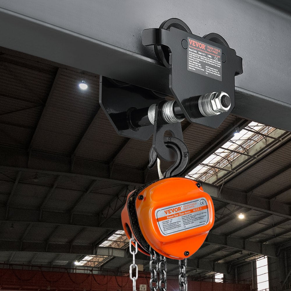 0.5T-F - Adjustable 1100 lbs VEVOR Manual Trolley for I-beams, 2.5-5.5" Width