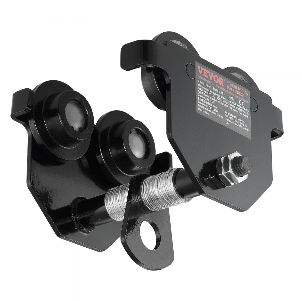 0.5T-F - Adjustable 1100 lbs VEVOR Manual Trolley for I-beams, 2.5-5.5" Width