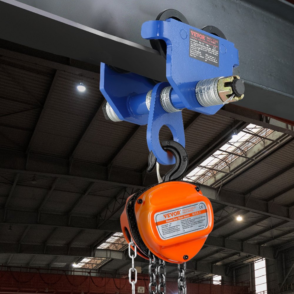 1T-F - Versatile Push Beam Trolley, Adjustable 2.5-7" Width, 2200 lbs Capacity