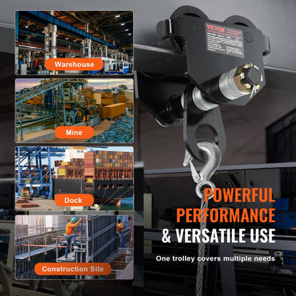 3T-F - Adjustable VEVOR Manual Trolley for 6600 lbs Heavy Lifting