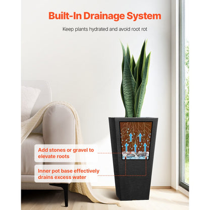 KD9942 - 22-inch Tall Outdoor Planter with Easy Grip Handles