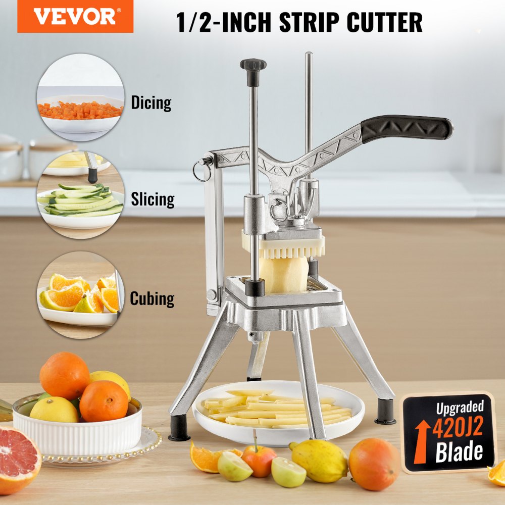 J002-01/02 - Heavy-Duty 1/2" Vegetable & Fruit Chopper with Easy Handle