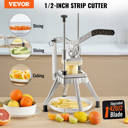 J002-01/02 - Heavy-Duty 1/2" Vegetable & Fruit Chopper with Easy Handle